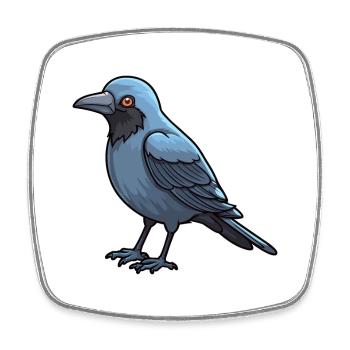 Corbeau mignon dessin animé kawaii aquarelle animal animal de compagnie - Magnet carré - blanc - Devant