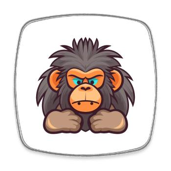 Baboon Cute Cartoon Kawaii Watercolor Animal Pet - Square fridge magnet - white - Front