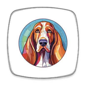 Basset Hound Dog Stained Glass Colorful Cartoon Ka - Square fridge magnet - white - Front