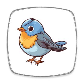 Oiseau Mignon Dessin Animé Kawaii Aquarelle Animal De Compagnie - Magnet carré - blanc - Devant