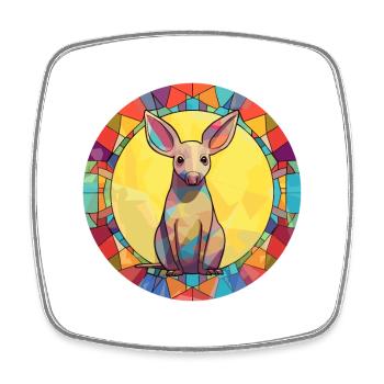 Aardvark vitrail coloré dessin animé Kawaii Ani - Magnet carré - blanc - Devant