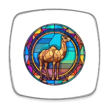 Kamel-Buntglas-Bunt-Cartoon-Kawaii-Tier - Viereckiger Kühlschrankmagnet - Weiß - Vorne