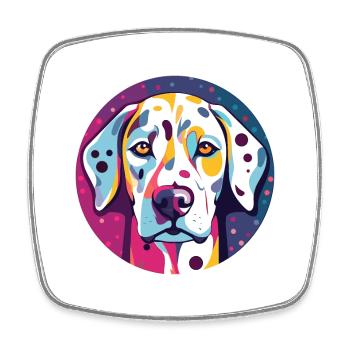 Chien dalmatien vitrail coloré Cartoon Kawai - Magnet carré - blanc - Devant