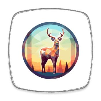 Deer Stained Glass Colorful Cartoon Kawaii Animal - Square fridge magnet - white - Front