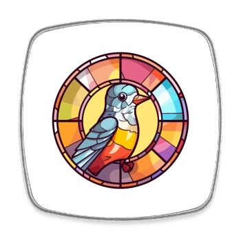 Cuckoo Stained Glass Colorful Cartoon Kawaii Anima - Square fridge magnet - white - Front