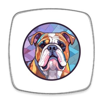 Bulldogge Hund Bunte Karikatur Kawaii - Viereckiger Kühlschrankmagnet - Weiß - Vorne