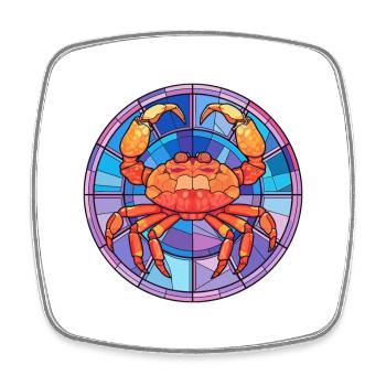 Crab Stained Glass Colorful Cartoon Kawaii Animal - Square fridge magnet - white - Front