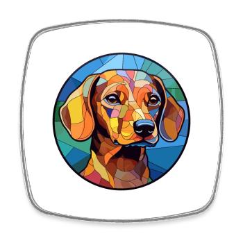 Dackelhund Hund Buntglas Bunte Karikatur Kawai - Viereckiger Kühlschrankmagnet - Weiß - Vorne
