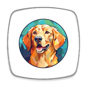 Golden Retriever Dog Stained Glass Colorful Cartoo - Square fridge magnet - white - Front