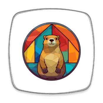 Und täglich grüßt Murmeltier Bunte Karikatur Kawaii An - Viereckiger Kühlschrankmagnet - Weiß - Vorne