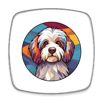 Havanese Dog Stained Glass Colorful Cartoon Kawaii - Square fridge magnet - white - Front