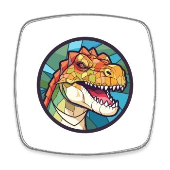 Dinosaure vitrail coloré dessin animé Kawaii Ani - Magnet carré - blanc - Devant