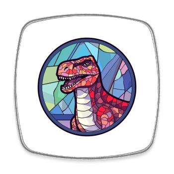 Dinosaurier Buntes Glas Bunte Karikatur Kawaii Ani - Viereckiger Kühlschrankmagnet - Weiß - Vorne