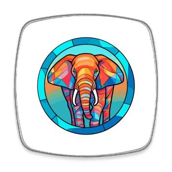 Elefant Buntes Glas Bunte Karikatur Kawaii Ani - Viereckiger Kühlschrankmagnet - Weiß - Vorne