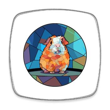 Guinea Pig Stained Glass Colorful Cartoon Kawaii A - Square fridge magnet - white - Front