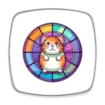 Hamster Bunte Karikatur Kawaii Anim - Viereckiger Kühlschrankmagnet - Weiß - Vorne