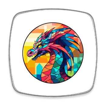 Drache Buntes Glas Bunte Karikatur Kawaii Anima - Viereckiger Kühlschrankmagnet - Weiß - Vorne