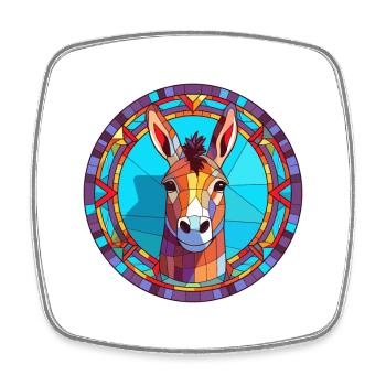 Donkey Stained Glass Colorful Cartoon Kawaii Anima - Square fridge magnet - white - Front