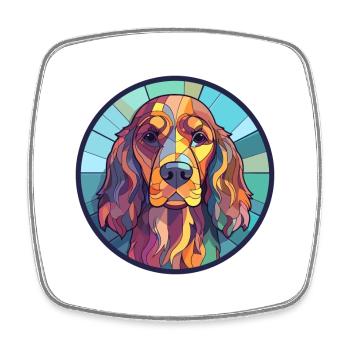 Cocker anglais Spaniel chien vitrail coloré - Magnet carré - blanc - Devant
