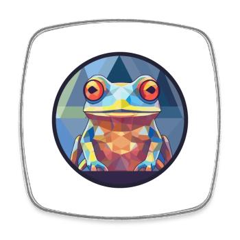 Grenouille vitrail coloré dessin animé Kawaii Animal - Magnet carré - blanc - Devant