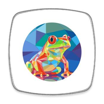 Grenouille vitrail coloré dessin animé Kawaii Animal - Magnet carré - blanc - Devant