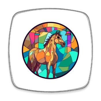 Pferd Bunte Karikatur Kawaii Tier - Viereckiger Kühlschrankmagnet - Weiß - Vorne