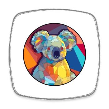 Koala vitrail coloré dessin animé Kawaii Animal - Magnet carré - blanc - Devant