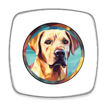 Labrador Retriever Dog Stained Glass Colorful Cart - Square fridge magnet - white - Front