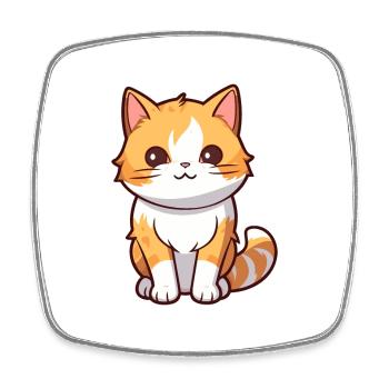 Katze niedliche Karikatur Kawaii Aquarell Tier Haustier - Viereckiger Kühlschrankmagnet - Weiß - Vorne