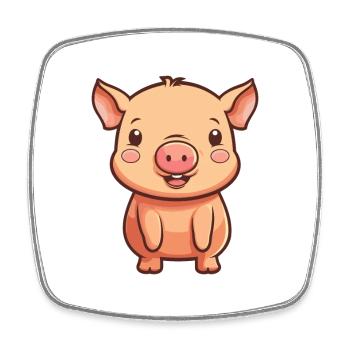 Cochon Mignon Dessin Animé Kawaii Aquarelle Animal De Compagnie - Magnet carré - blanc - Devant
