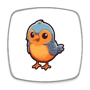Oiseau Mignon Dessin Animé Kawaii Aquarelle Animal De Compagnie - Magnet carré - blanc - Devant