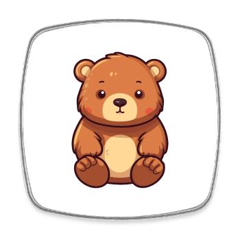 Ours mignon dessin animé kawaii aquarelle Animal animal de compagnie - Magnet carré - blanc - Devant