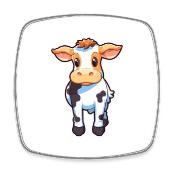 Vache Mignon Dessin Animé Kawaii Aquarelle Animal Animal De Compagnie - Magnet carré - blanc - Devant