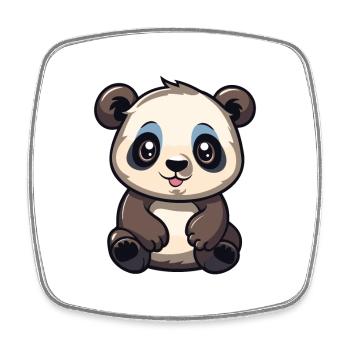 Panda Niedliche Karikatur Kawaii Aquarell Tier Haustier - Viereckiger Kühlschrankmagnet - Weiß - Vorne