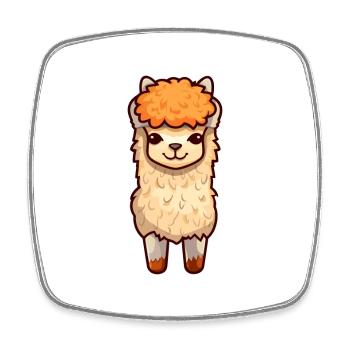 Alpaga mignon dessin animé kawaii aquarelle animal animal de compagnie - Magnet carré - blanc - Devant