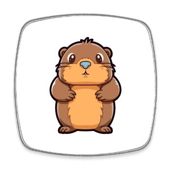 Beaver Cute Cartoon Kawaii Watercolor Animal Pet - Square fridge magnet - white - Front