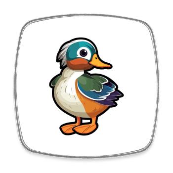 Mandarinente niedliche Karikatur Kawaii Aquarell Anima - Viereckiger Kühlschrankmagnet - Weiß - Vorne