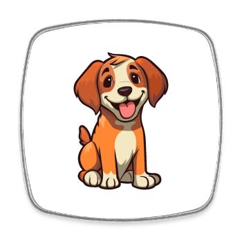 Chien Mignon Dessin Animé Kawaii Aquarelle Animal De Compagnie - Magnet carré - blanc - Devant