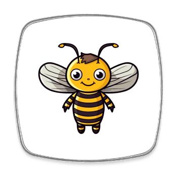 Bee Cute Cartoon Kawaii Watercolor Animal Pet - Square fridge magnet - white - Front