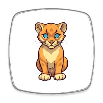 Cougar Mignon Dessin Animé Kawaii Aquarelle Animal De Compagnie - Magnet carré - blanc - Devant