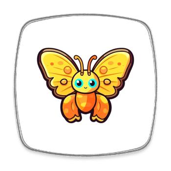 Papillon mignon dessin animé kawaii aquarelle Animal Pe - Magnet carré - blanc - Devant