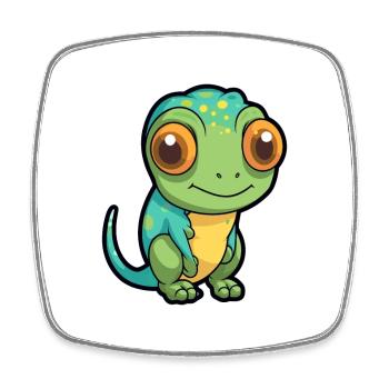 Caméléon Mignon Dessin Animé Kawaii Aquarelle Animal Pe - Magnet carré - blanc - Devant