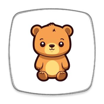 Ours mignon dessin animé kawaii aquarelle Animal animal de compagnie - Magnet carré - blanc - Devant