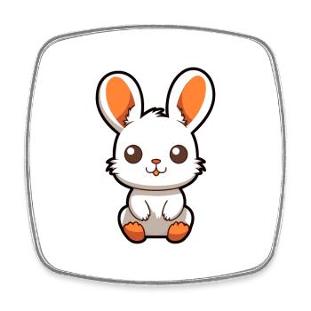 Hase niedliche Karikatur Kawaii Aquarell Tier Haustier - Viereckiger Kühlschrankmagnet - Weiß - Vorne