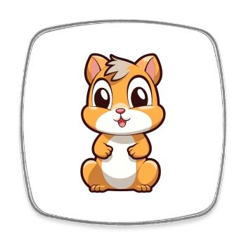 Chipmunk Mignon Dessin Animé Kawaii Aquarelle Animal de compagnie - Magnet carré - blanc - Devant
