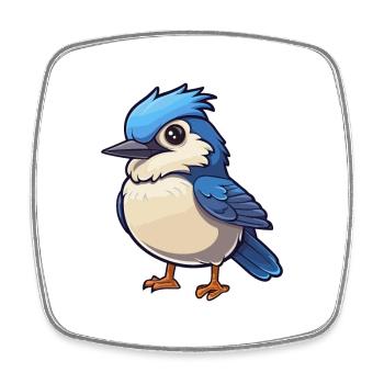 Jay Vogel Niedliche Karikatur Kawaii Aquarell Tier Haustier - Viereckiger Kühlschrankmagnet - Weiß - Vorne
