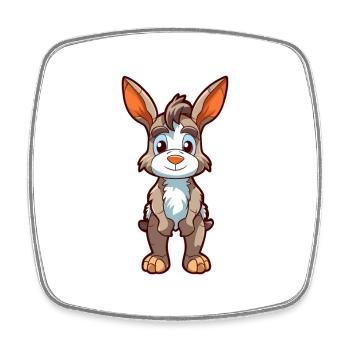 Âne mignon dessin animé kawaii aquarelle Animal de compagnie - Magnet carré - blanc - Devant