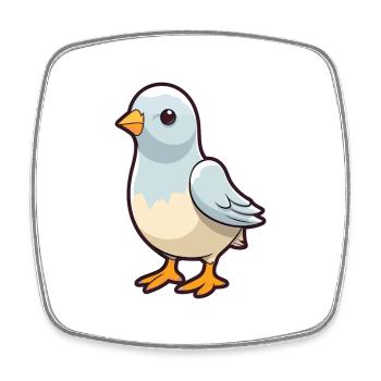 Colombe Mignon Dessin Animé Kawaii Aquarelle Animal Animal De Compagnie - Magnet carré - blanc - Devant
