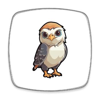 Falcon Cute Cartoon Kawaii Watercolor Animal Pet - Square fridge magnet - white - Front