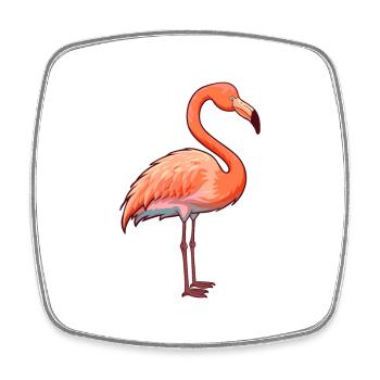 Flamant rose mignon dessin animé kawaii aquarelle animal animal de compagnie - Magnet carré - blanc - Devant
